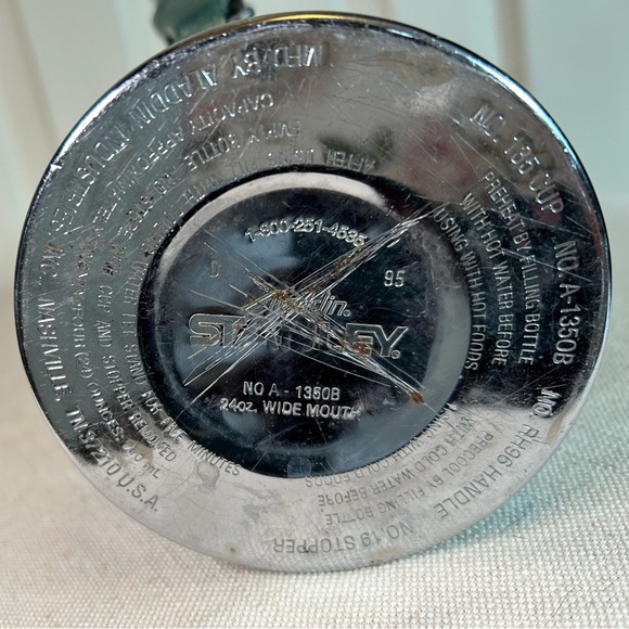 STANLEY Vintage Retro Green Stainless Steel Thermos with Handle Wide Mouth 24 oz - Picture 8 of 9